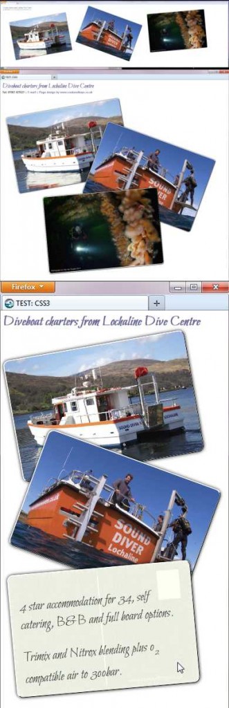 Screen shots on displays from 3600px to 300px in width for the lochaline Dive Charters site. Screen shots on displays from 3600px to 300px in width for the lochaline Dive Charters site.